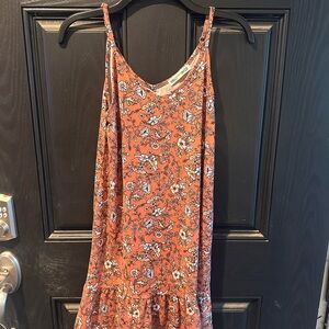 Floral Orange Spaghetti Strap Dress